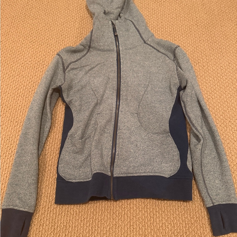lululemon athletica Heather Gray and Dark Blue Hoodie